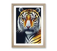 Royal Tiger Framed Wall Art Print A2 Oak