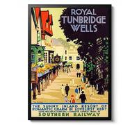Royal Tunbridge Wells Print, England Travel Poster, Vintage UK Railway Wall Art, Retro tourism Postcard Home Decor Gift Idea, Archival Matte, A3 (Framed) - 42x29.7cm
