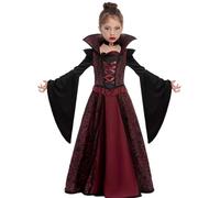 Royal Vampire Costume for Girls Deluxe Set Halloween Gothic Victorian Vampiress Queen Dress Up Party (Medium (3-14 yrs))