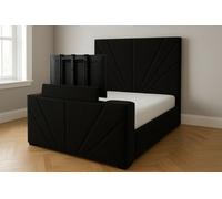 Royal View Velvet Upholstered Smart Tv Bed Frame - Plush Velvet, Black