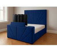 Royal View Velvet Upholstered Smart Tv Bed Frame - Plush Velvet, Blue