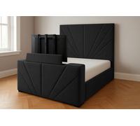 Royal View Velvet Upholstered Smart Tv Bed Frame - Plush Velvet, Dark Grey