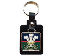 Royal Welsh Regiment Military Leather Square Key Fob And Gift Bag