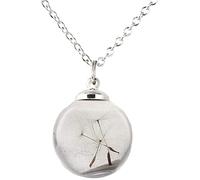 Royal White Dried Dandelion Flower Clear Glass Bubble Bottle Charms Pendants