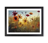 Royal Wildflowers Floral Framed Print | A3 Black Framed Wall Art | Ready to Hang | Modern Floral Picture | Living Room Bedroom Lounge Office