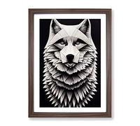 Royal Wolf Framed Wall Art Print A2 Walnut