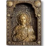 Royal Wooden Collection Sacred Heart of Jesus Icon - Eco-Friendly Religious Home Decor and Modern Christian Art - Exquisite Pocket-Sized Icon - Jewelry-Quality