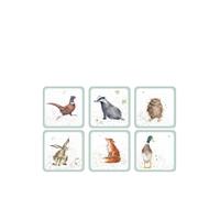 Pimpernel x Wrendale Designs Set of 6 Assorted Coasters - Cork-Backed with Charming Animal Illustrations, Heat Resistant and Stain Protected Table Coasters, Suitable for Everyday Use