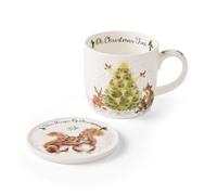 Wrendale Designs Christmas Tree Bone China Mug & Coaster Set, 290ml