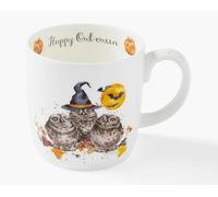 Royal Worcester Wrendale Deigns Halloween 0.4 Litre Mug Owls Underneath a Pumpkin Moonlight Owl-o-ween