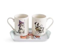 Royal Worcester Wrendale Deigns Halloween Cat and Dog Mug and Tray Set