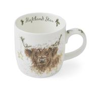 Royal Worcester Wrendale Deigns Highland Star 0.3 Litre Ceramic Christmas Mug with Highland Cow Motif