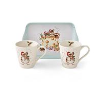 Royal Worcester Wrendale Deigns Mug and Tray Set Holly Jolly Christmas Mice