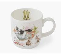 Royal Worcester Wrendale Deigns Sleeping on The Job 0.3 Litre Ceramic Mug with Dog and Cat Motifs
