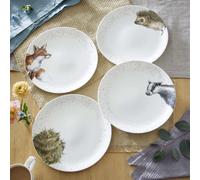Wrendale Designs Set of 4 Coupe Plates, 27cm (Badger, Hedgehog, Fox & Owl)