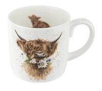 Royal Worcester Wrendale Designs Daisy Coo Mug | 14 Ounce Large Coffee Mug with Cow Design | Made from Fine Bone China | Microwave and Dishwasher Safe