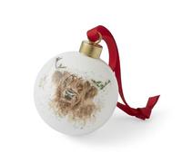 Royal Worcester Wrendale Designs Highland Star Ceramic Highland Cow Bauble