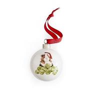 Royal Worcester Wrendale Designs Sprouts Ceramic Guinea Pig Bauble,White,Small