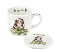 Royal Worcester Wrendale Designs Sprouts Guinea Pig Holiday Mug and Coaster Set