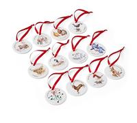 Portmeirion Christmas Decorations Wrendale 12 Days of Christmas Bone China WN4023-XG Multi-coloured