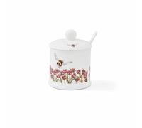 RW WN4091-XD Royal Worcester Wrendale Designs Flight of The Bumble Bee Lidded Conserve Pot with Spoon, Ceramic, White