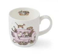 Royal Worcester x Wrendale Designs Coffee Mug - Touch of Pink Cattitude Design, Fine Bone China, Lightweight, Dishwasher & Microwave Safe for Daily Tea & Coffee
