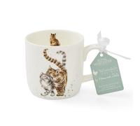 Royal Worcester x Wrendale Designs 'Feline Good' Coffee Mug - Fine Bone China White Mug with Handle, Featuring Two Cute Cat Illustrations by Artist Hannah Dale, Microwave & Dishwasher Safe, 310ml