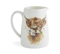 Royal Worcester x Wrendale Designs Highland Cow Posy Jug (125ml) - Fine Bone China Mini Jug for Milk, Cream or Flowers with Animal Illustration