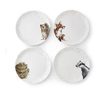 Wrendale Designs Set of 4 Coupe Plates, 27cm (Badger, Hedgehog, Fox & Owl)