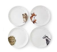 Wrendale Designs Set of 4 Coupe Plates, 27cm (Badger, Hedgehog, Fox & Owl)
