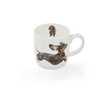 Royal Worcester x Wrendale Designs 'That Friday Feeling' Coffee Mug - Fine Bone China White Mug with Handle, Microwave Safe and Durable, Featuring a Cute Dachshund Design by Artist Hannah Dale, 310ml