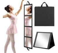 ROYALAY Foldable Full Length Mirror with Handle, 47 * 13in Four-fold Portable Mirror for Travel Makeup Dancing and Fitting Clothes, Black