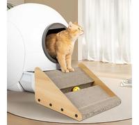 ROYALAY Litter Box Ramp for Elder Cats & Kittens, Corrugated Paper Cat Scratcher Post with a Ball, Suitable for Second Generation Automatic Litter Box