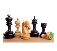RoyalChessMall- 3.3" Moonlit Majesty Luxury Chess Set- Chess Pieces Only - Ebony Wood & Boxwood