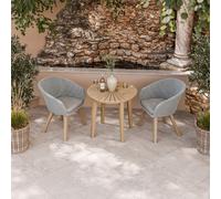 Royalcraft 2 Seater Round Wood Garden Roma Bistro Set - Natural Wood