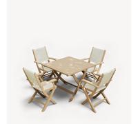 Royalcraft 1 LONDON 90cm Square Folding Set with 4 London Rope Folding Armchairs