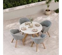 Royalcraft Astral 120Cm Round Concrete Terrazzo Design Table With 4 Sol Dining Chairs