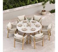 Royalcraft Astral 150Cm Round Concrete Terrazzo Design Table With 6 Roma Dining Chairs