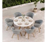 Royalcraft Astral 150Cm Round Concrete Terrazzo Design Table With 6 Sol Dining Chairs
