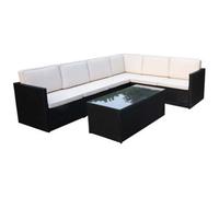 Royalcraft Berlin Six Seater Corner Lounging Set In Black