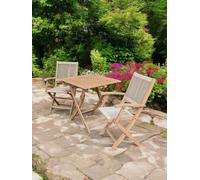 Royalcraft LONDON 70cm Square Folding Bistro Set with 2 London Rope Folding Armchairs in Natural Royalcraft Natural