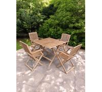 Royalcraft LONDON 90cm Square Folding Set with 4 London Folding Armchairs in Natural Royalcraft Natural