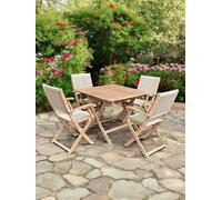 Royalcraft LONDON 90cm Square Folding Set with 4 London Rope Folding Armchairs in Natural Royalcraft Natural