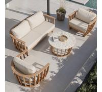 Royalcraft LUCCA 5-Seater Teak-Effect Aluminium Lounging Set with Coffee Table in Natural Royalcraft Natural
