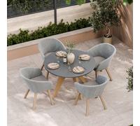 Royalcraft Luna 120Cm Round Concrete Table With 4 Sol Dining Chairs
