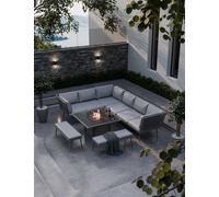 Royalcraft Mayfair Fire Pit Corner Lounging Set With 2 Benches Grey