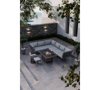 Mayfair 8 Seater 6 Piece Lounge Set with Rectangle Firepit Grey
