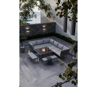 MAYFAIR Square Firepit Dining set Royalcraft Grey One Size
