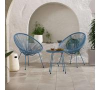 MONACO Blue 3 Piece Egg Chair Set - Blue