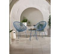 Royalcraft Monaco Rattan Bistro Table and 2 Chairs Blue